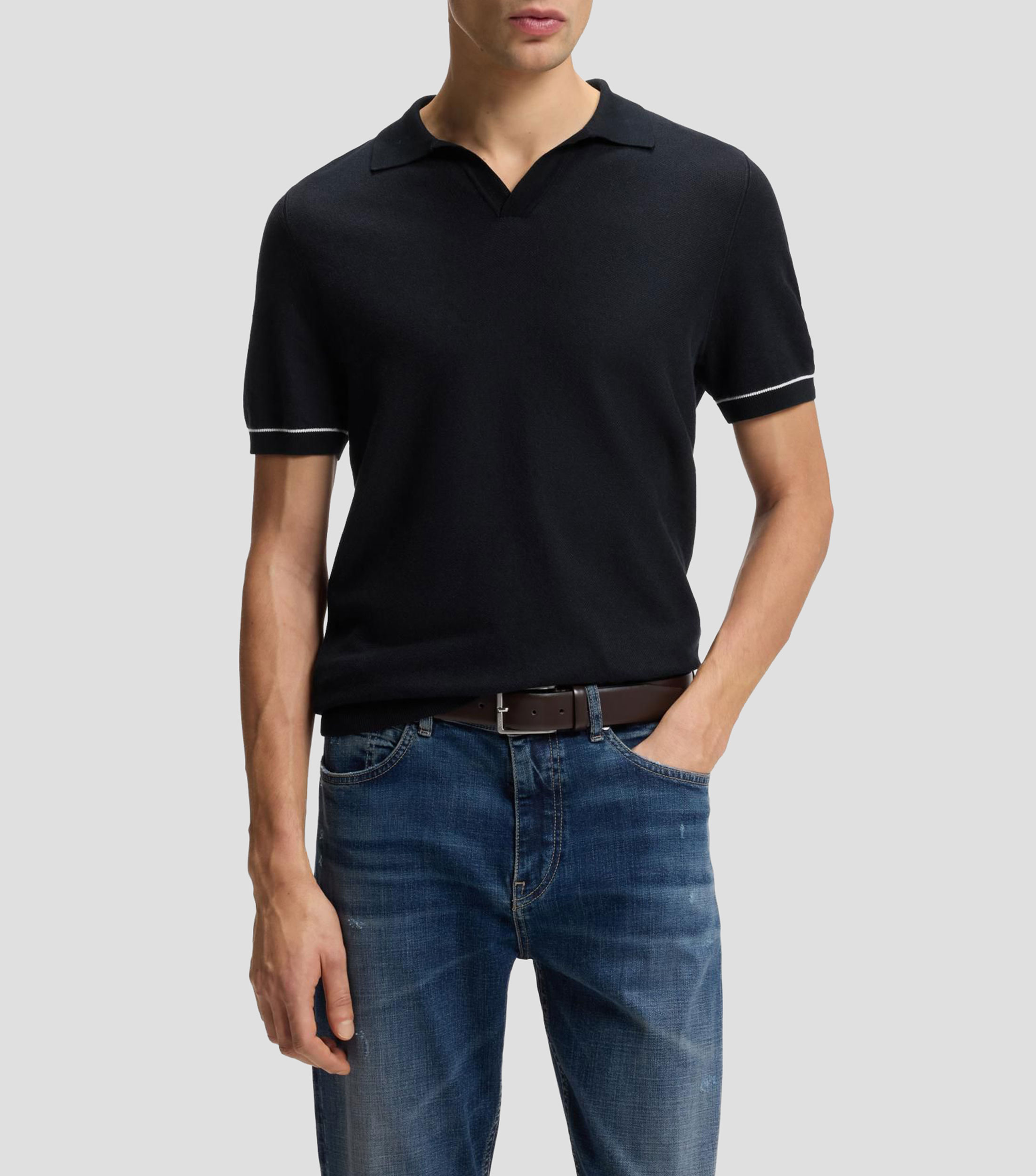 Playera polo Boss de algodón con rayas horizontales Hombre